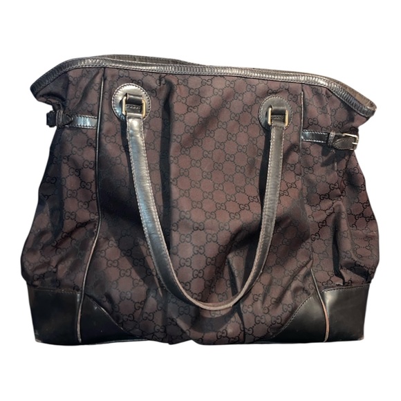 USED-AS IS-AUTHENTIC-Gucci GG Nylon Full Moon Tote - Picture 1 of 11
